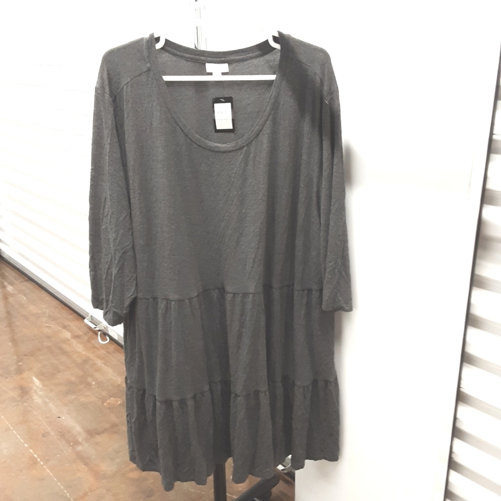 Avenue Charcoal Gray Tiered Dress